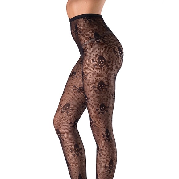 Sexy Skull & Crossbone Fishnet Pantyhose Stockings - Picture 5 of 16